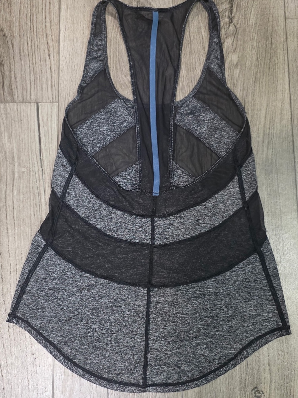 lululemon athletica Grey and Black Racerback Mesh Panel Tank